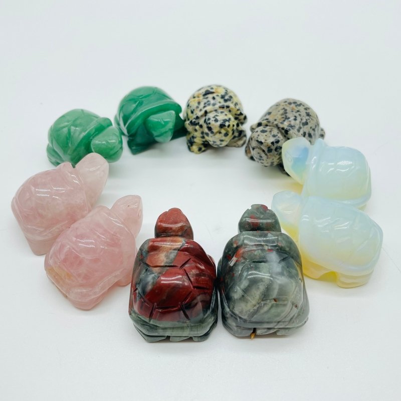 5 Types Turtle Carving Animals Wholesale Rose Quartz Green Aventurine -Wholesale Crystals