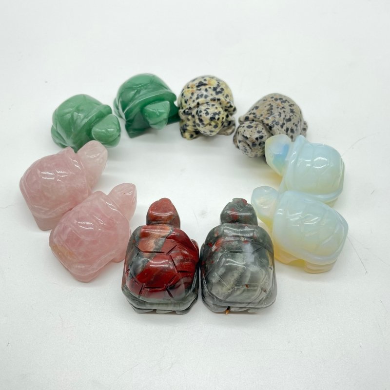 5 Types Turtle Carving Animals Wholesale Rose Quartz Green Aventurine -Wholesale Crystals