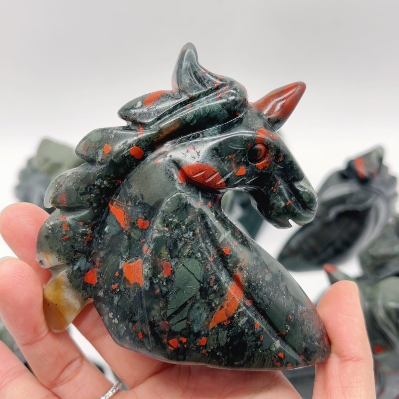 11 Pieces Africa Blood Stone Unicorn Carving -Wholesale Crystals