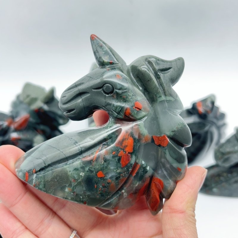 11 Pieces Africa Blood Stone Unicorn Carving -Wholesale Crystals
