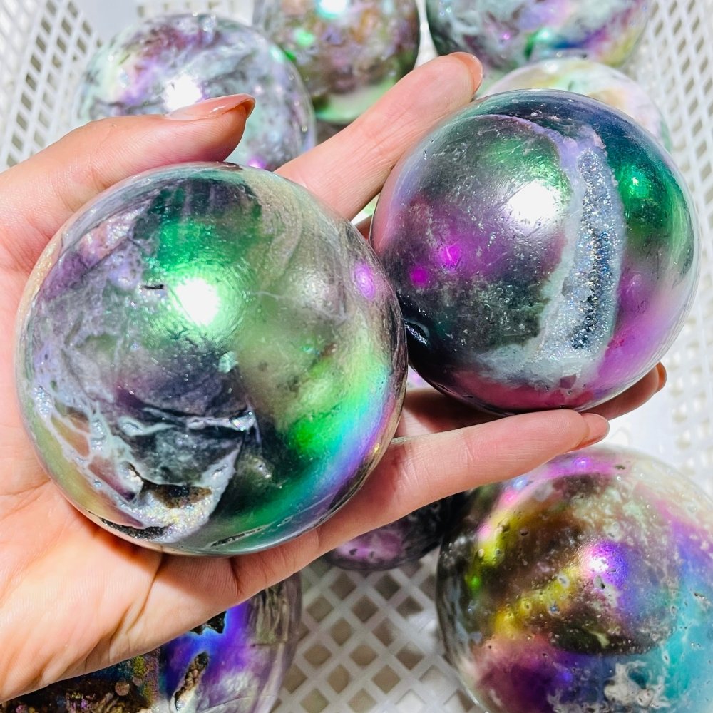 11 Pieces Aura Sphalerite Sphere Ball -Wholesale Crystals