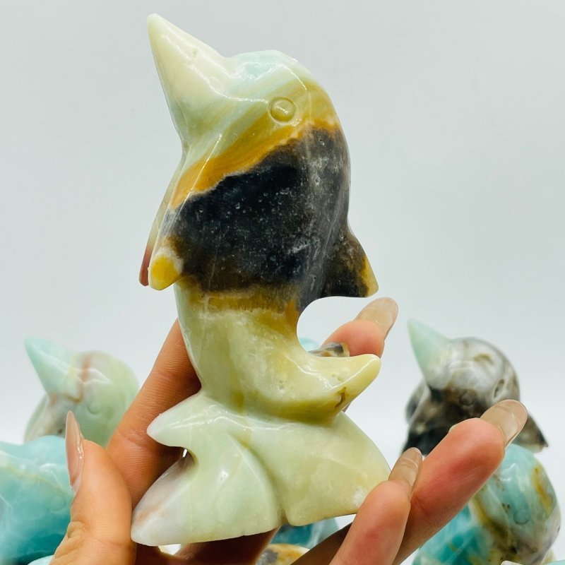 11 Pieces Beautiful Caribbean Calcite Dolphin Carving -Wholesale Crystals