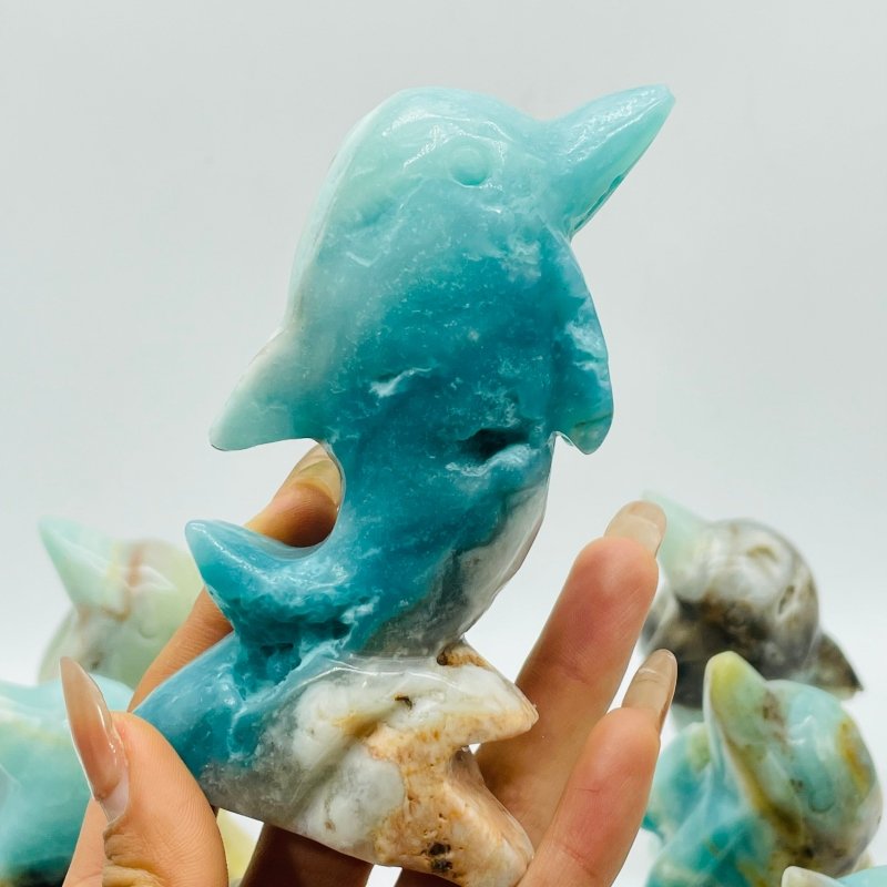 11 Pieces Beautiful Caribbean Calcite Dolphin Carving -Wholesale Crystals