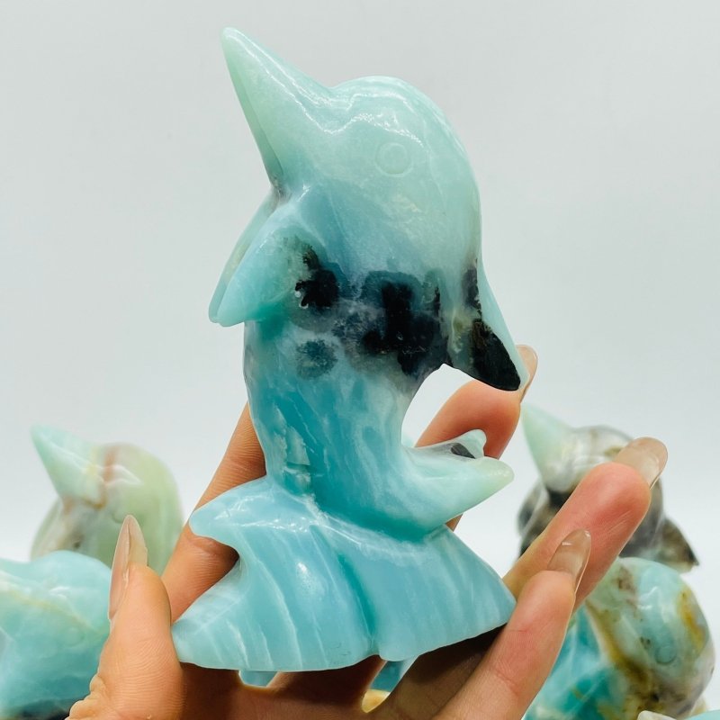 11 Pieces Beautiful Caribbean Calcite Dolphin Carving - Wholesale Crystals