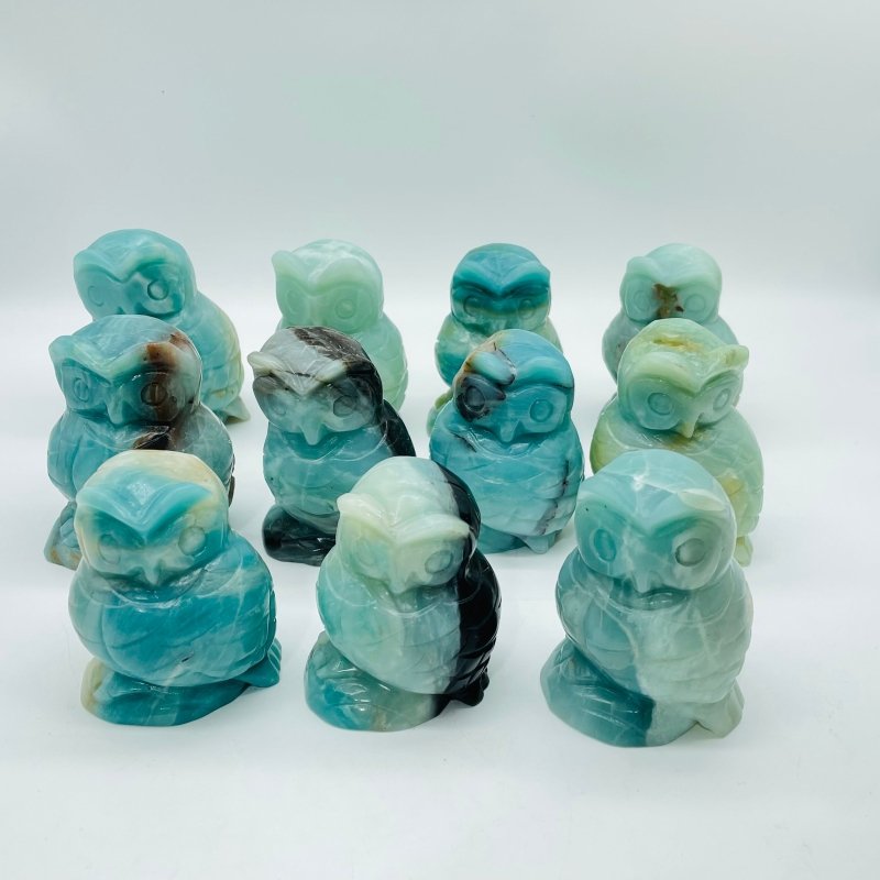 11 Pieces Caribbean Calcite Owl Carving -Wholesale Crystals