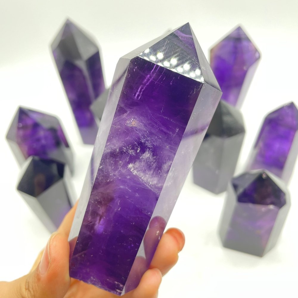 11 Pieces High Quality Deep Purple Amethyst Points -Wholesale Crystals
