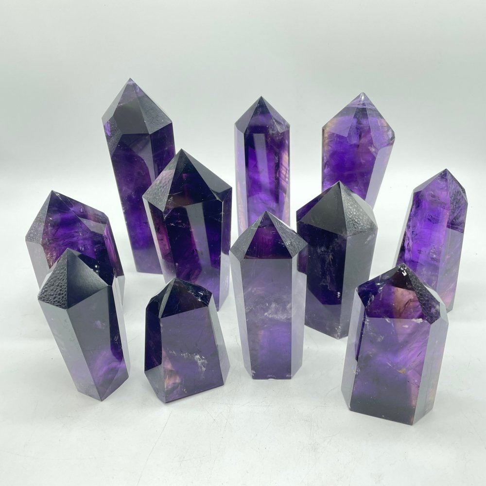 11 Pieces High Quality Deep Purple Amethyst Points -Wholesale Crystals