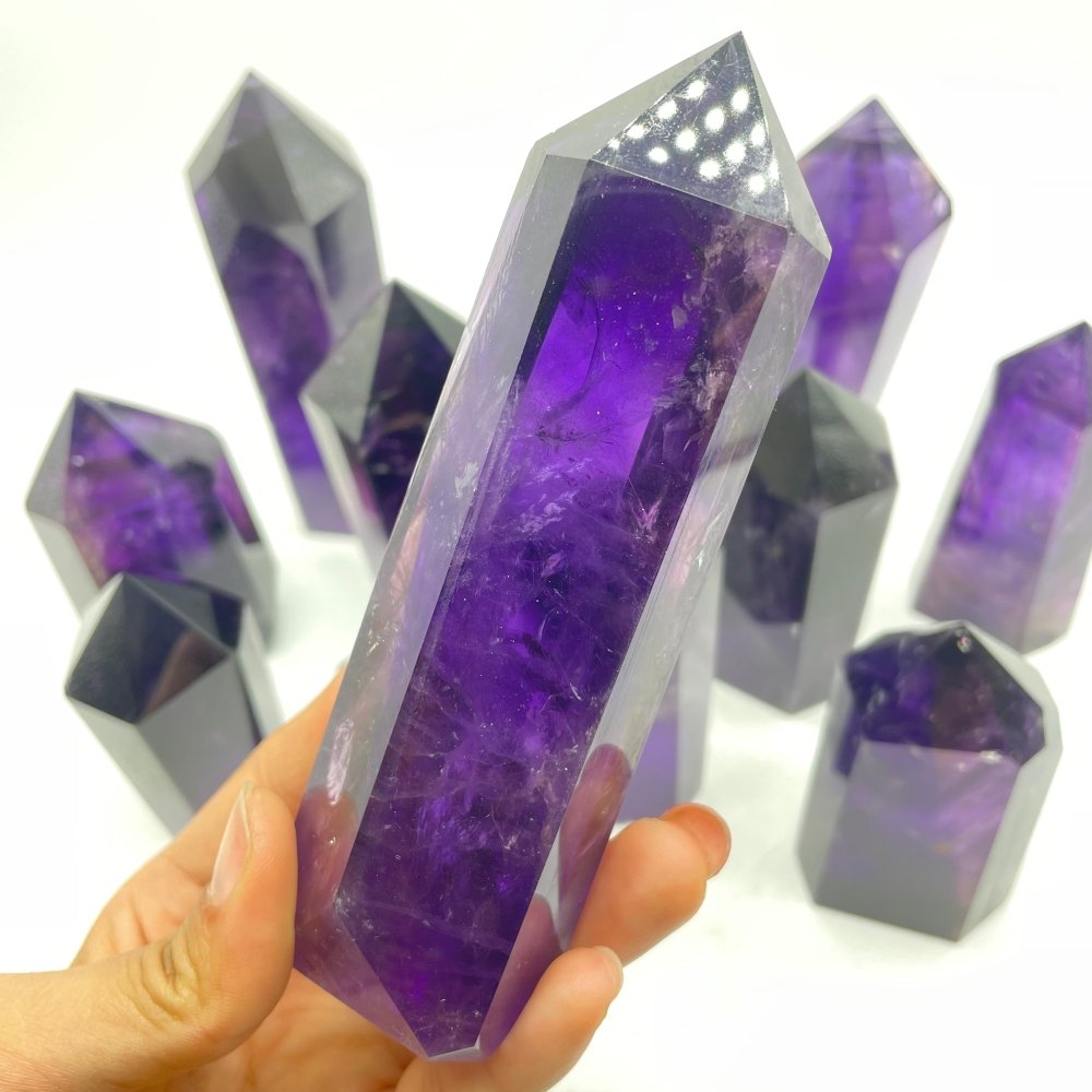 11 Pieces High Quality Deep Purple Amethyst Points -Wholesale Crystals