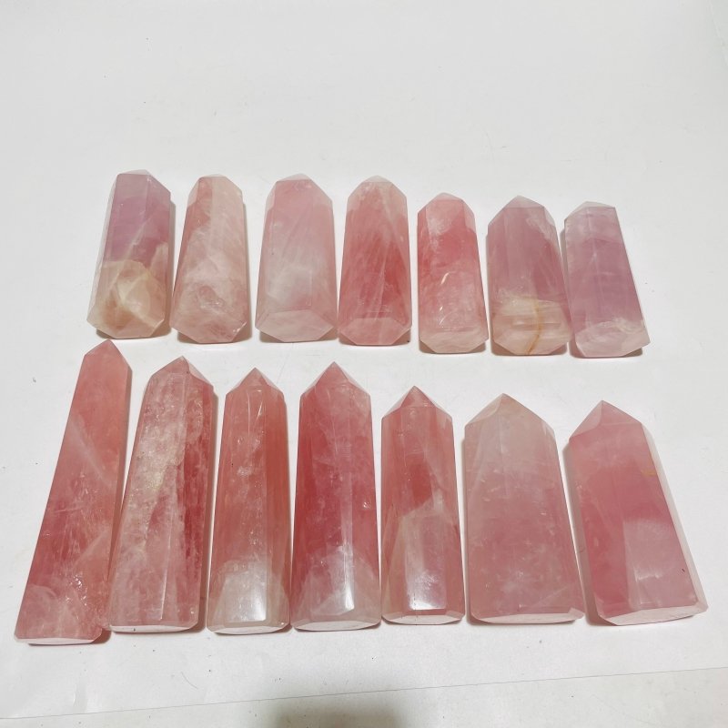 14 Pieces Fat Rose Quartz Points -Wholesale Crystals