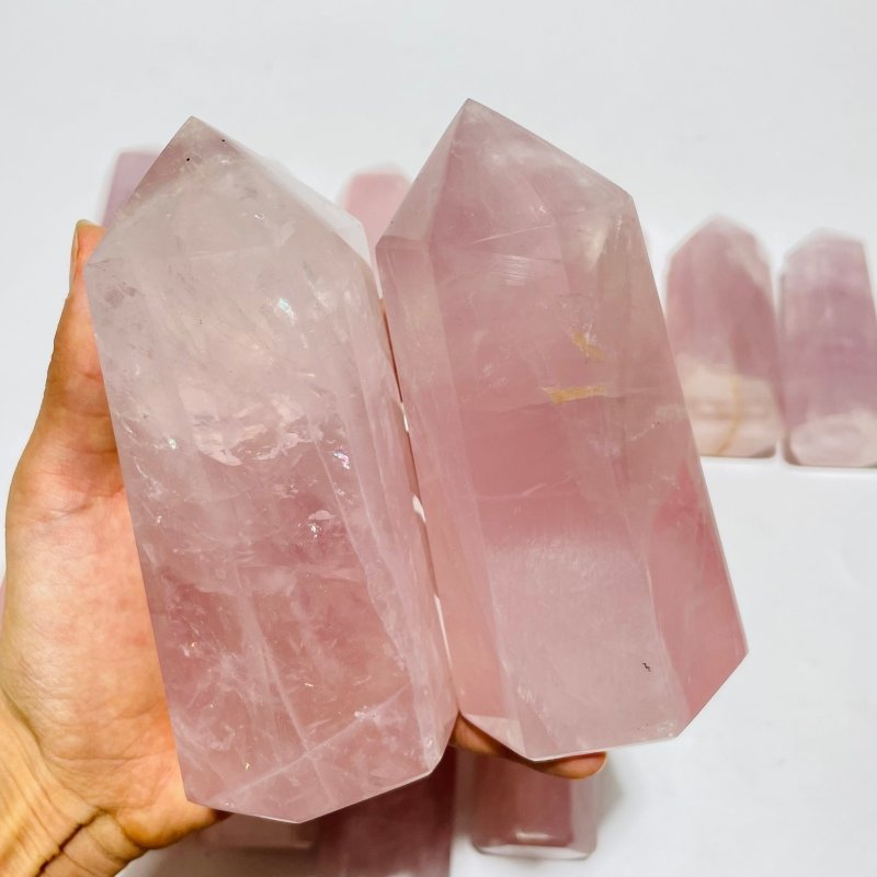 14 Pieces Fat Rose Quartz Points -Wholesale Crystals