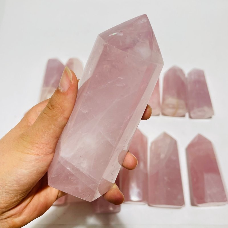 14 Pieces Fat Rose Quartz Points -Wholesale Crystals