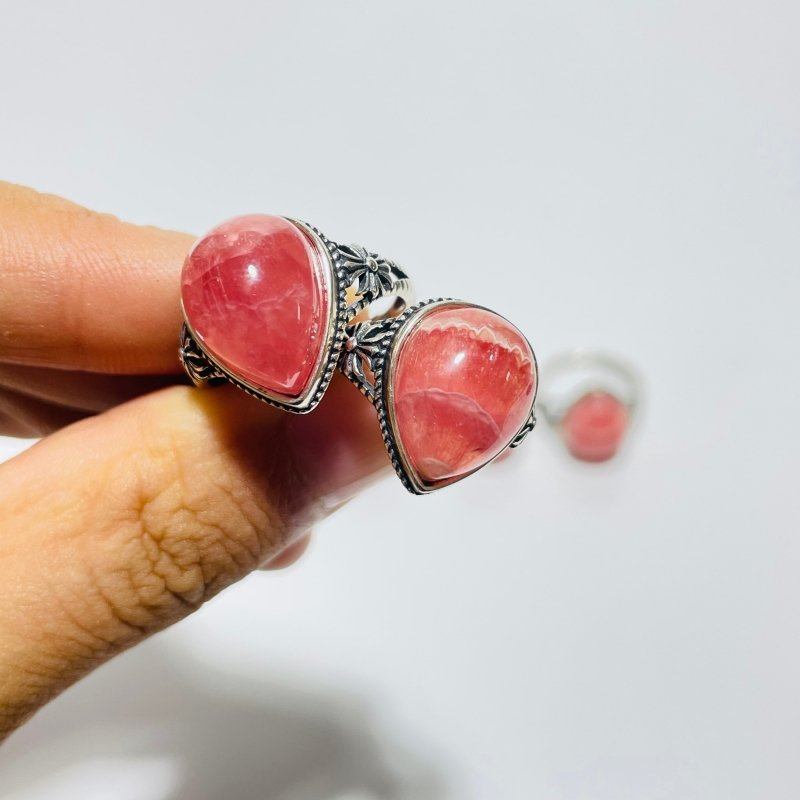 11 Pieces High Quality Rhodochrosite Sterling Silver Ring -Wholesale Crystals