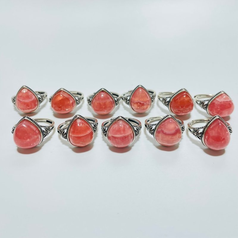 11 Pieces High Quality Rhodochrosite Sterling Silver Ring -Wholesale Crystals