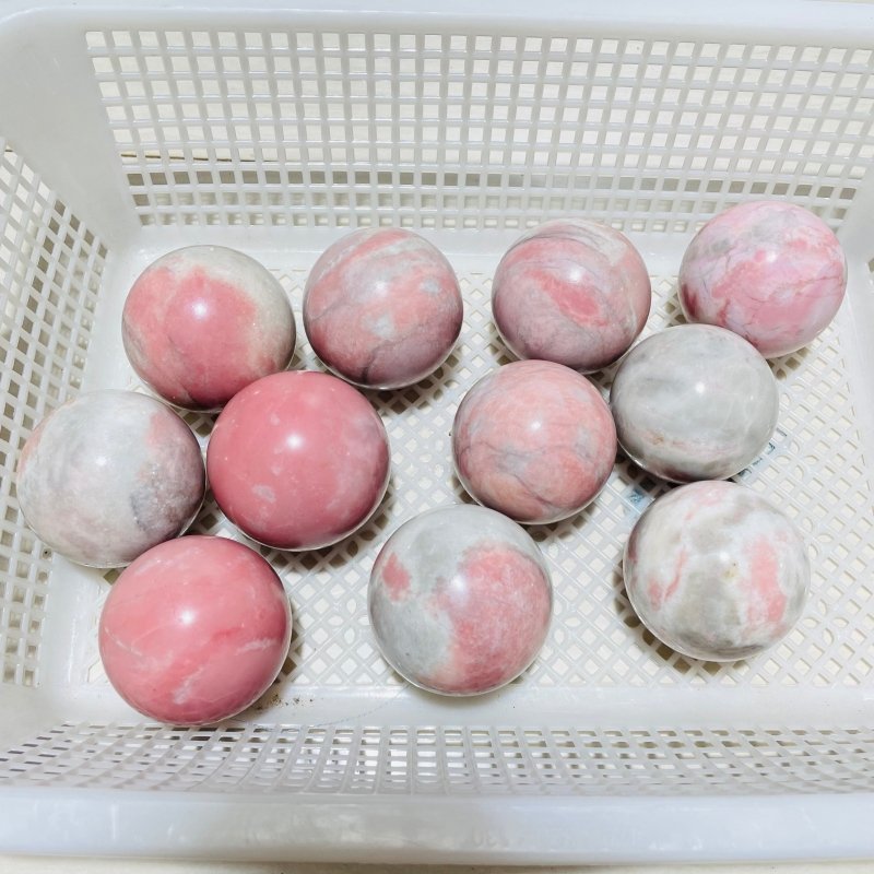 11 Pieces Natural Pink Opal Spheres - Wholesale Crystals