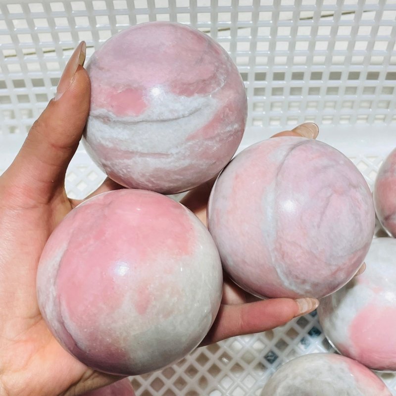 11 Pieces Natural Pink Opal Spheres - Wholesale Crystals