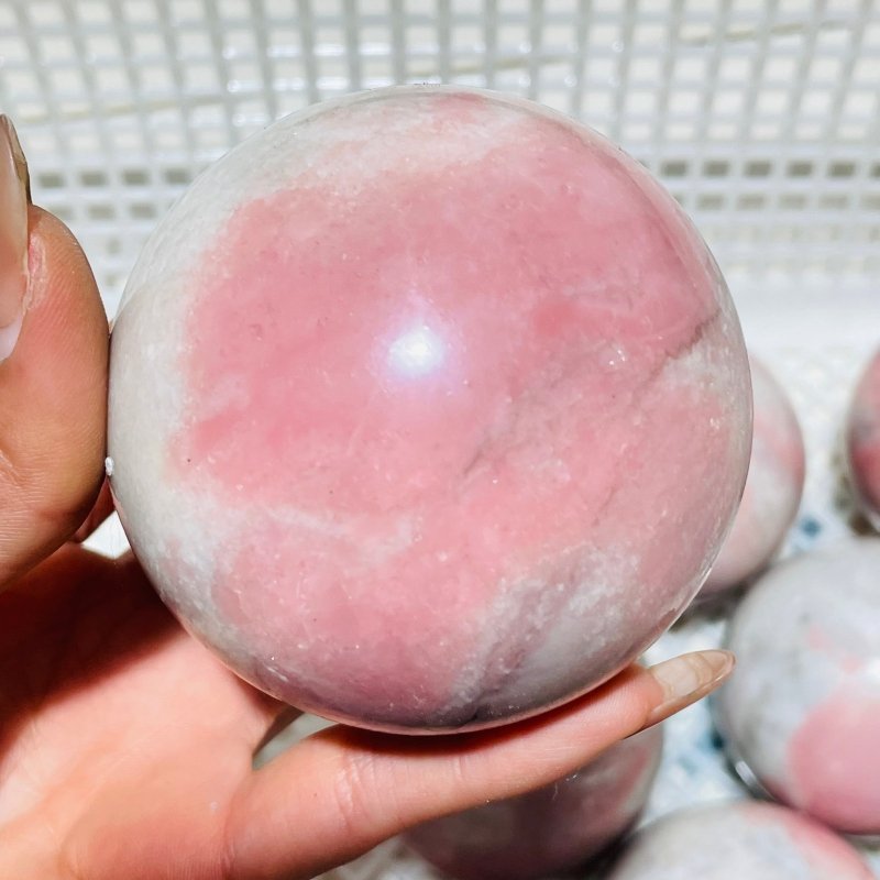 11 Pieces Natural Pink Opal Spheres -Wholesale Crystals