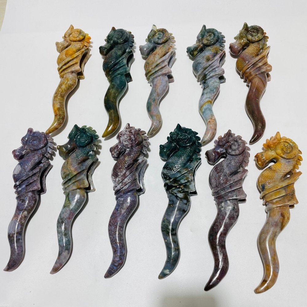11 Pieces Ocean Jasper Seahorse Carving -Wholesale Crystals