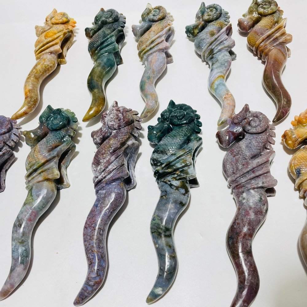 11 Pieces Ocean Jasper Seahorse Carving -Wholesale Crystals