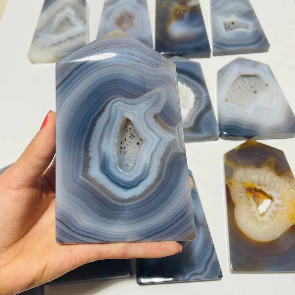 12 Pieces Agate Geode Druzy Tower Point Wholesale -Wholesale Crystals