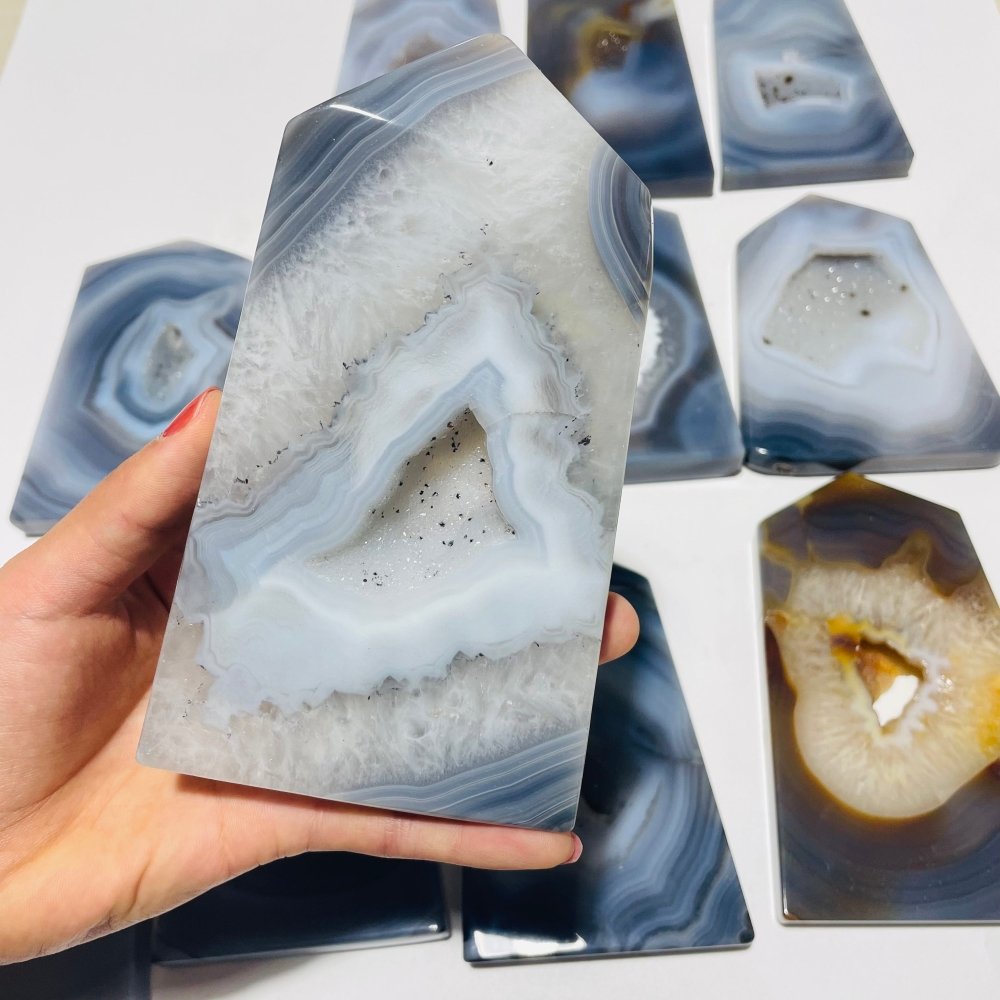 12 Pieces Agate Geode Druzy Tower Point Wholesale -Wholesale Crystals