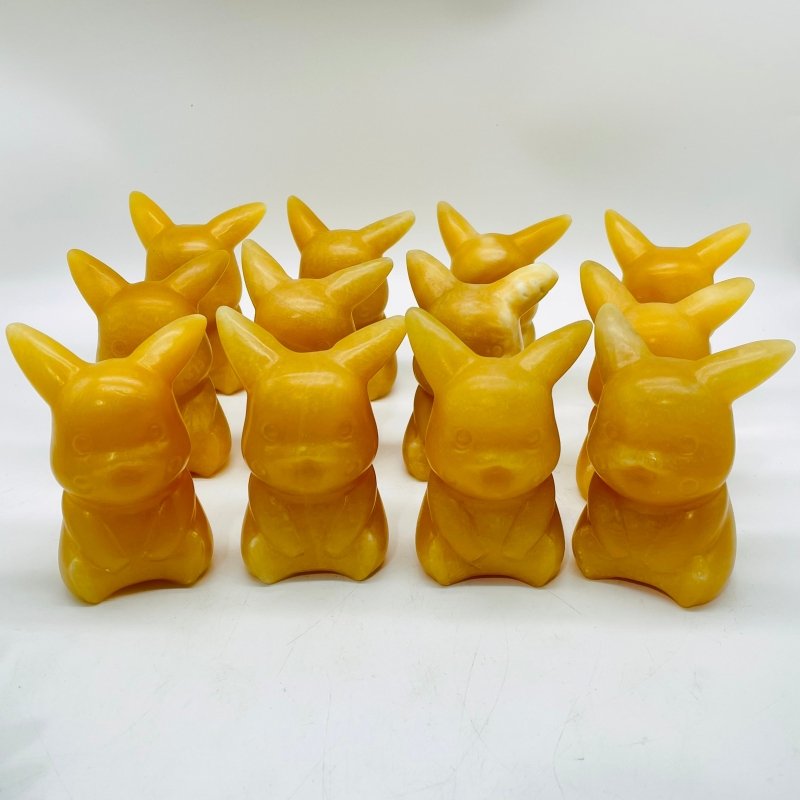 12 Pieces Beautiful Large Yellow Calcite Pikachu Carving -Wholesale Crystals