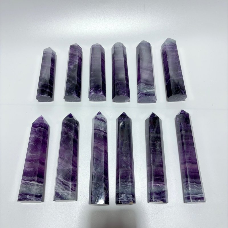 12 Pieces Beautiful Rainbow Purple Fluorite Crystal Tower -Wholesale Crystals