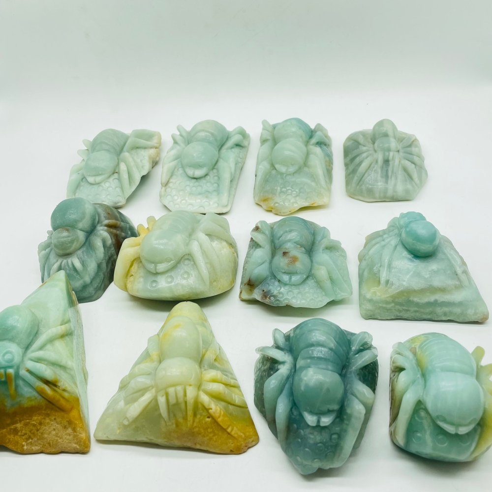 12 Pieces Caribbean Calcite Spider Carving -Wholesale Crystals