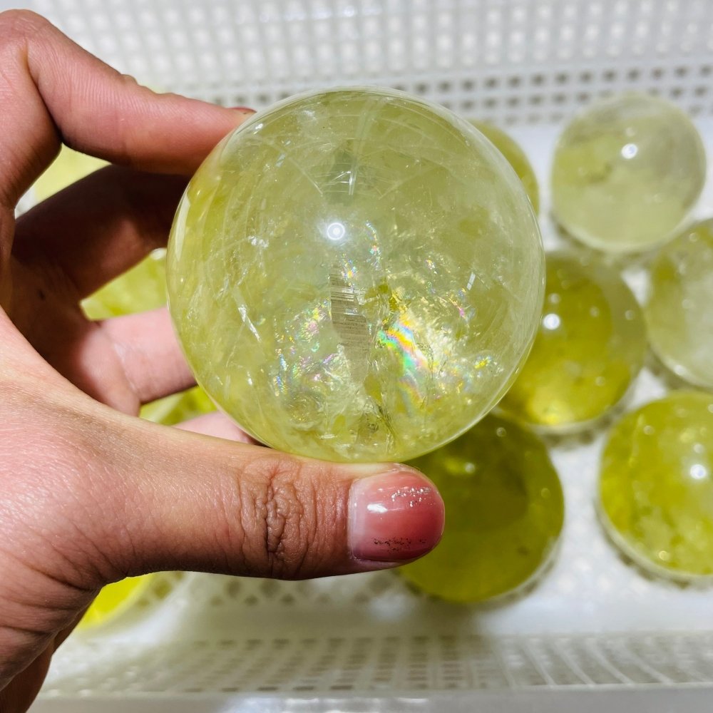 12 Pieces Citrine Crystal With Rainbow Spheres -Wholesale Crystals