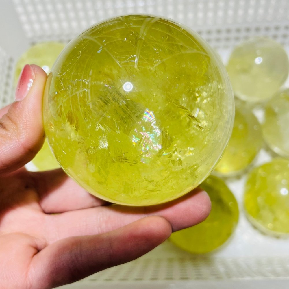 12 Pieces Citrine Crystal With Rainbow Spheres -Wholesale Crystals