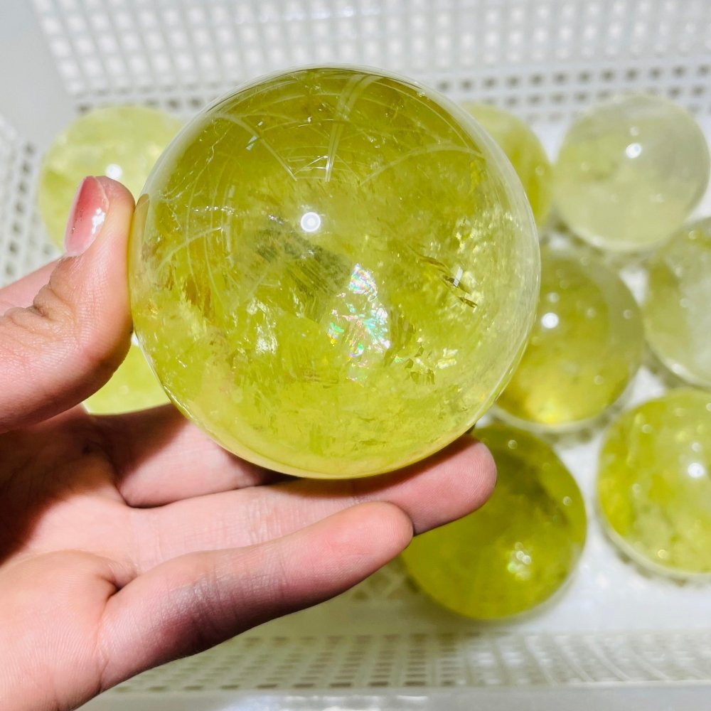 12 Pieces Citrine Crystal With Rainbow Spheres -Wholesale Crystals