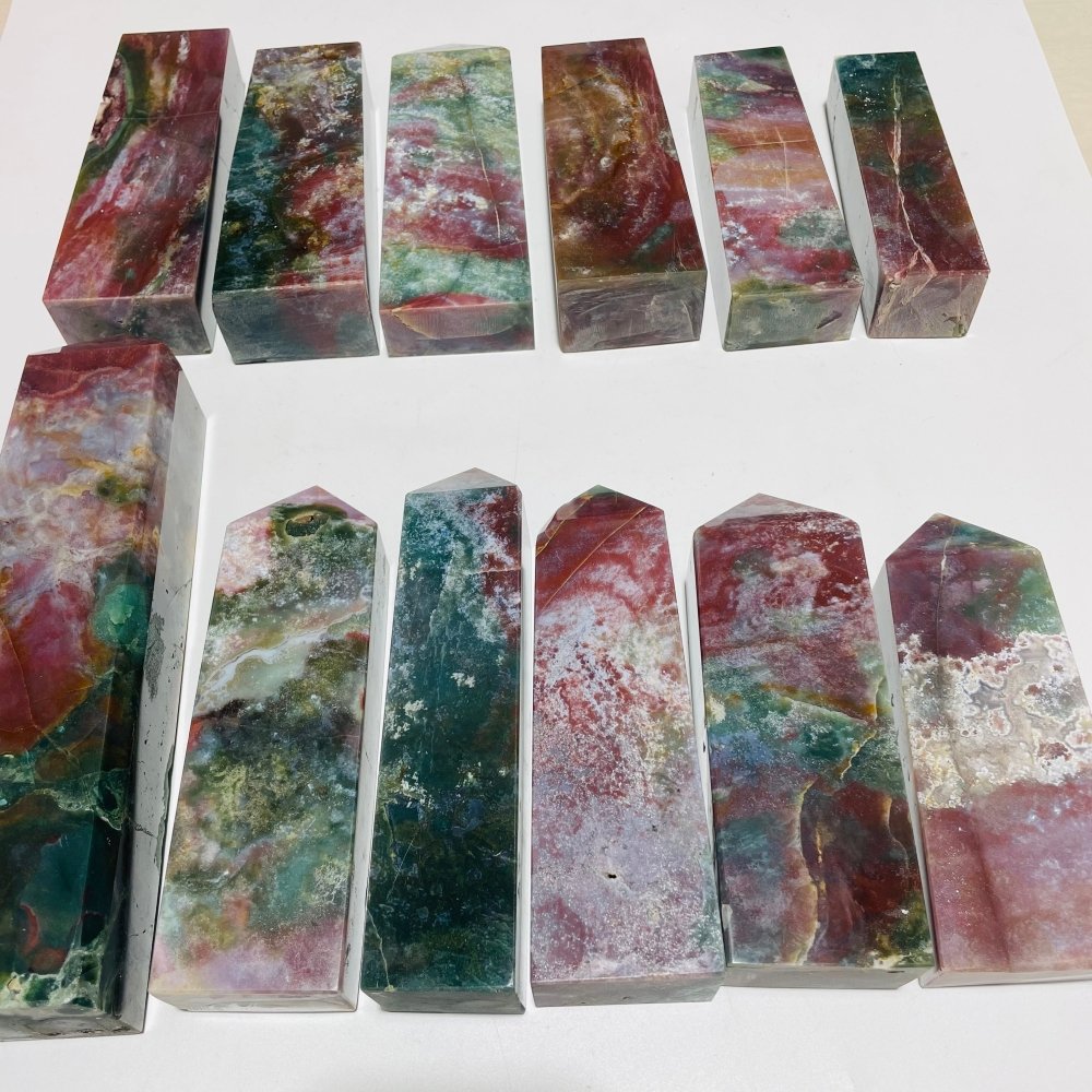 12 Pieces High Quality Ocean Jasper Four-Sided Tower Points -Wholesale Crystals