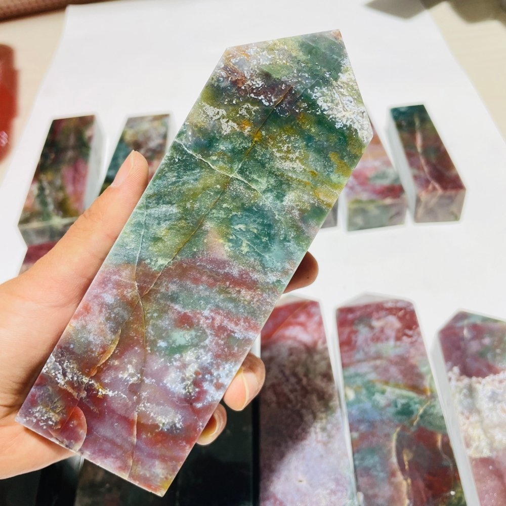 12 Pieces High Quality Ocean Jasper Four-Sided Tower Points -Wholesale Crystals