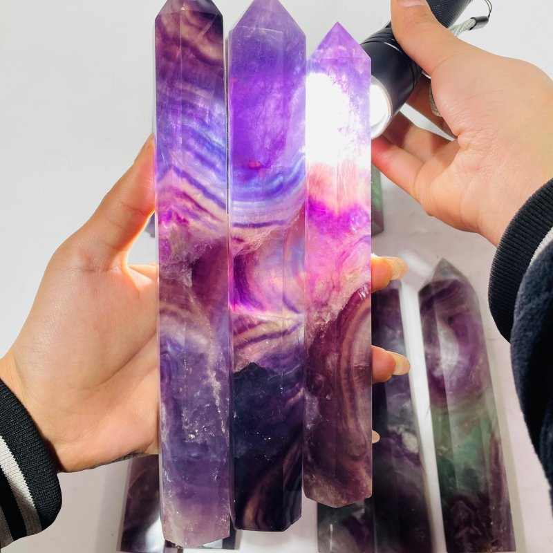 12 Pieces Large Rainbow Fluorite Tower -Wholesale Crystals