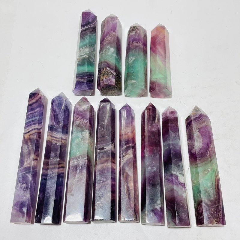 12 Pieces Large Rainbow Fluorite Tower -Wholesale Crystals