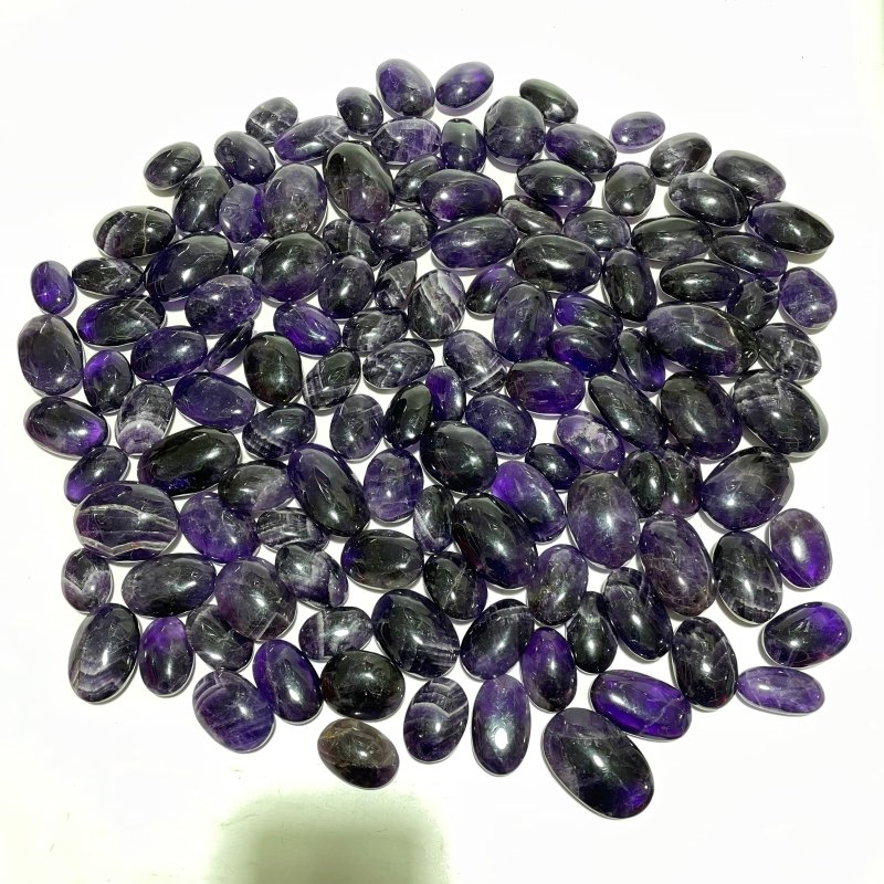 125 Pieces High Quality Deep Purple Chevron Amethyst Small Palm Stone -Wholesale Crystals