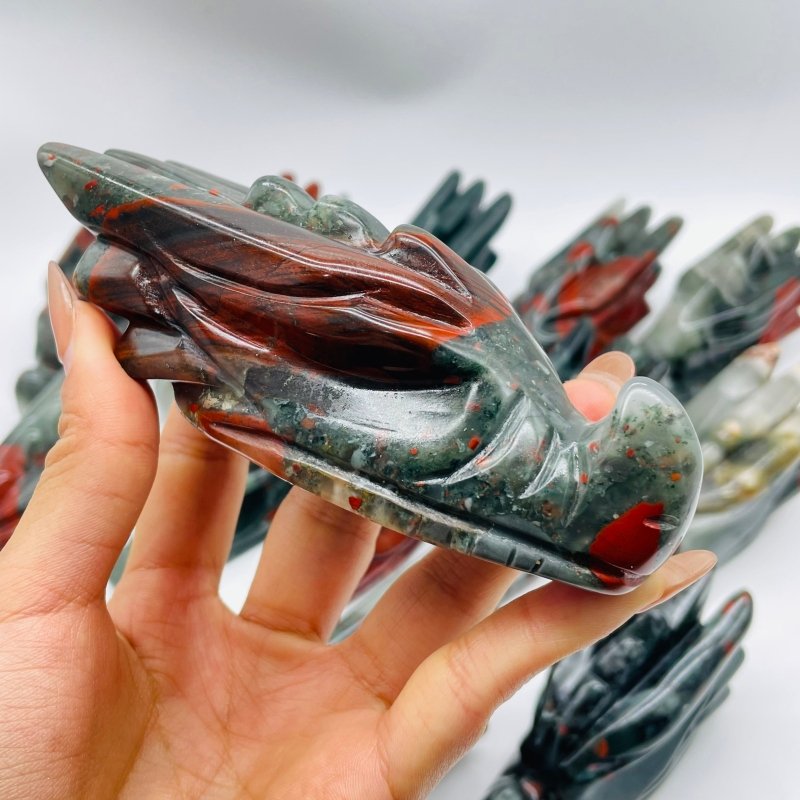 13 Pieces Africa Blood Stone Dragon Head Carving -Wholesale Crystals