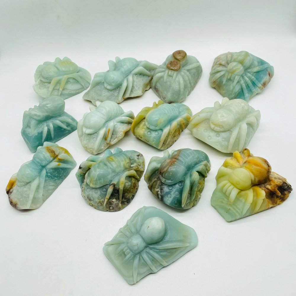 13 Pieces Caribbean Calcite Spider Carving -Wholesale Crystals
