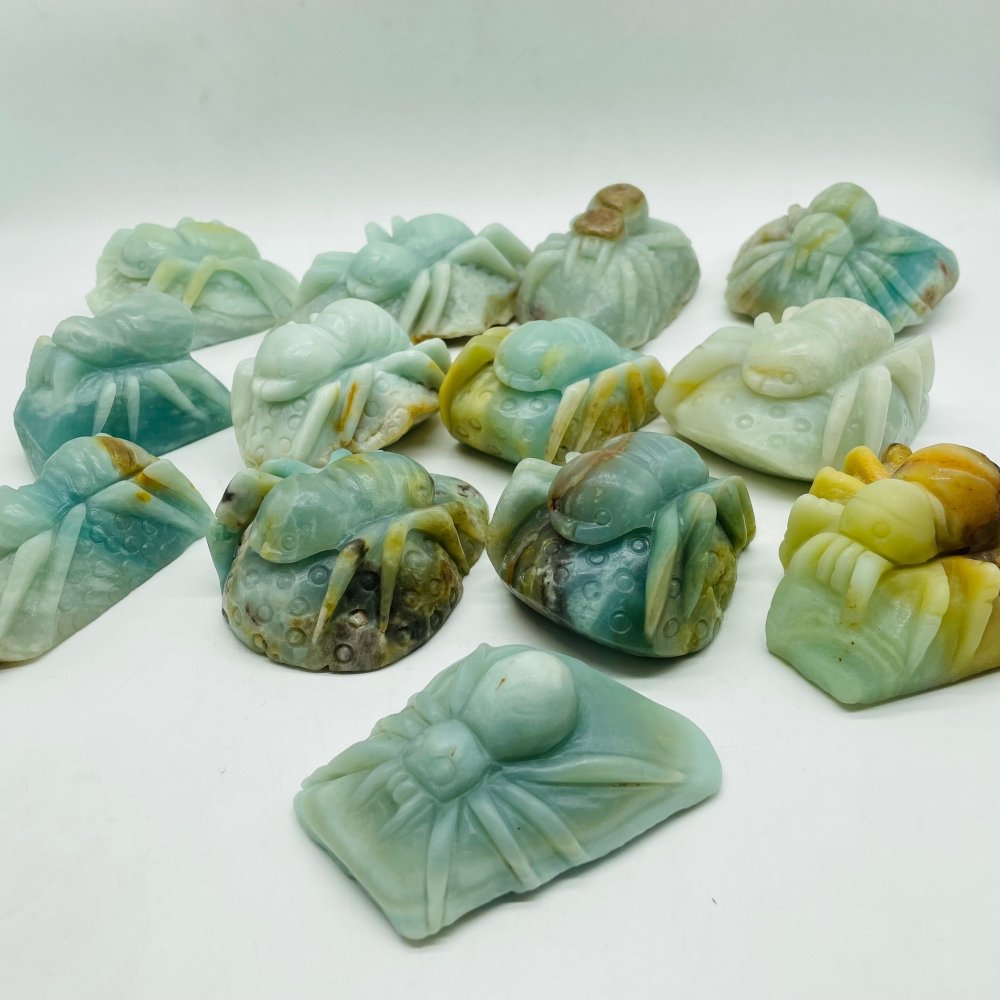 13 Pieces Caribbean Calcite Spider Carving -Wholesale Crystals