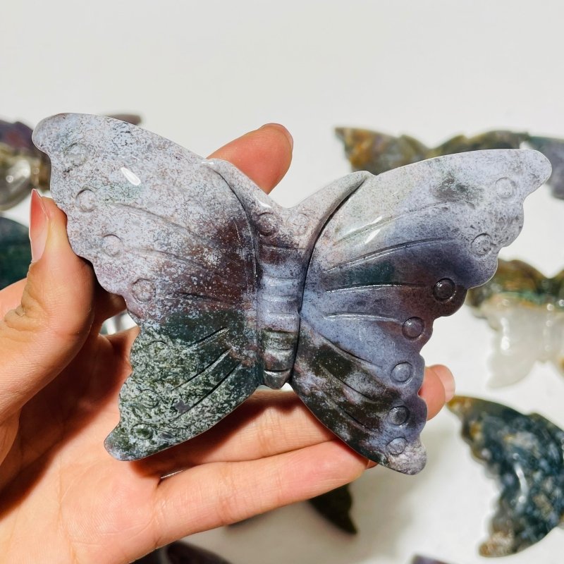 13 Pieces Colourful Ocean Jasper Large Butterfly Carving -Wholesale Crystals