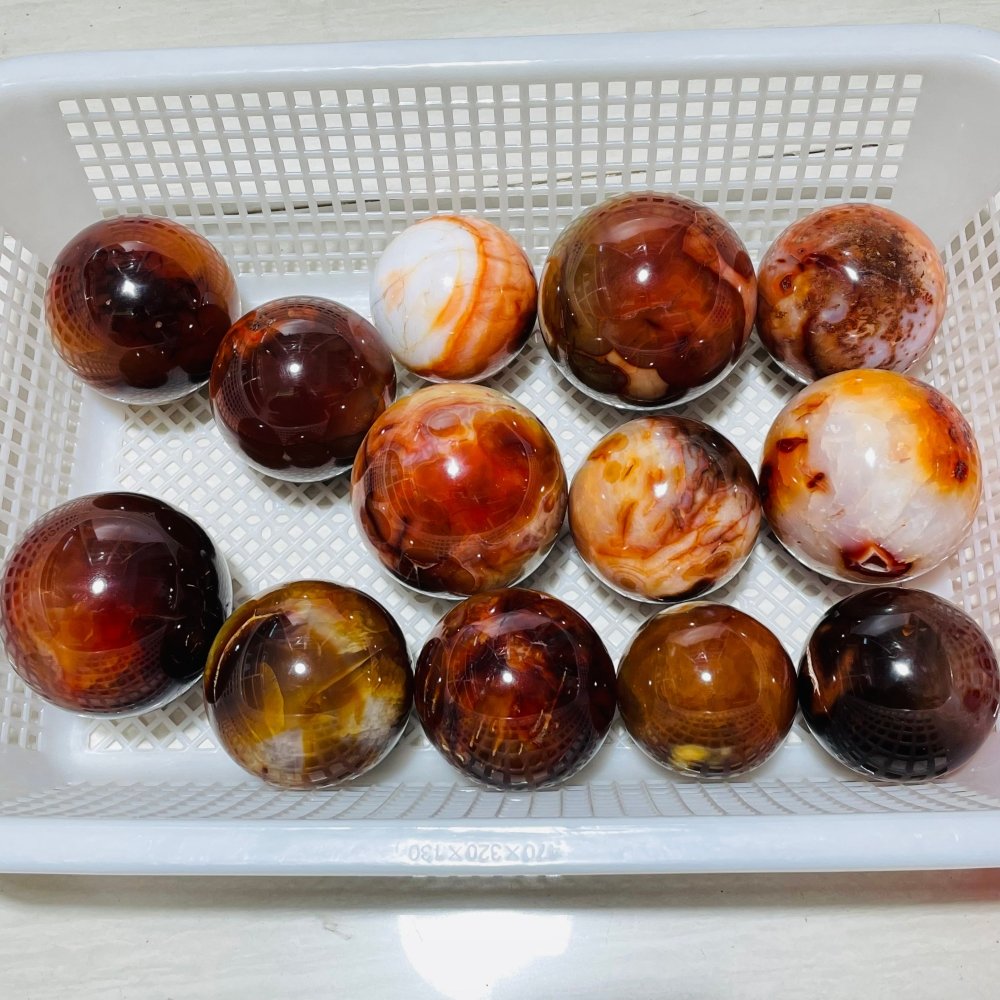 13 Pieces Large Carnelian Stone Spheres -Wholesale Crystals