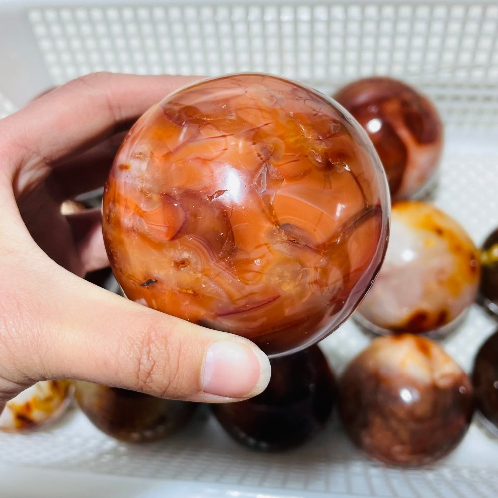 13 Pieces Large Carnelian Stone Spheres -Wholesale Crystals