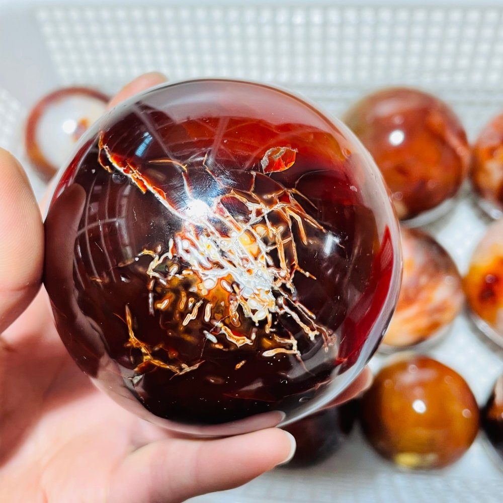 13 Pieces Large Carnelian Stone Spheres -Wholesale Crystals