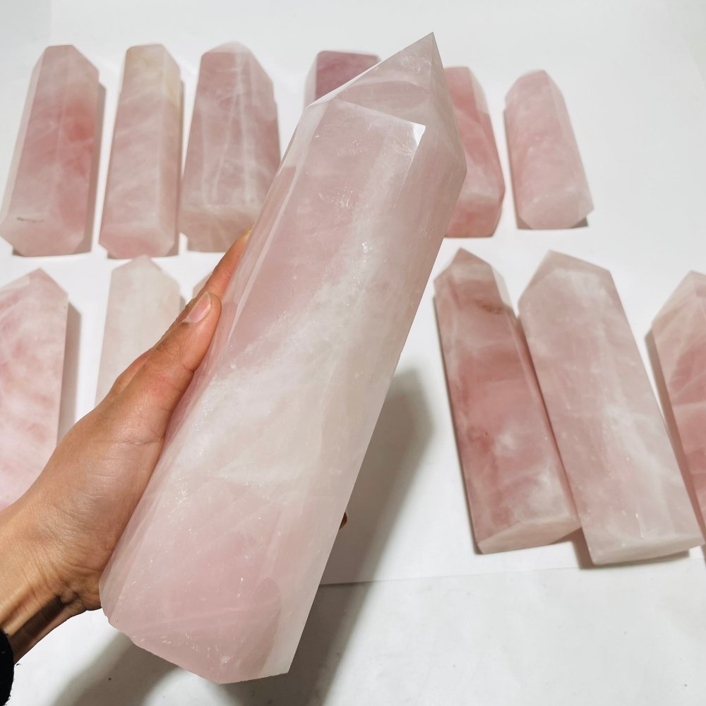 13 Pieces Large Rose Quartz Tower Points -Wholesale Crystals