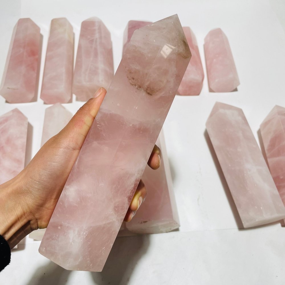 13 Pieces Large Rose Quartz Tower Points -Wholesale Crystals
