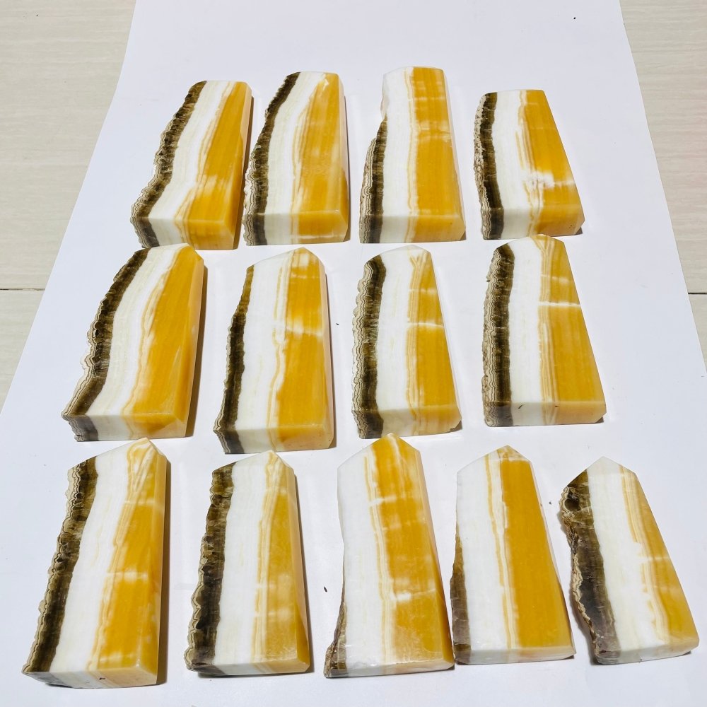 13 Pieces Large Yellow Calcite Tower Points -Wholesale Crystals