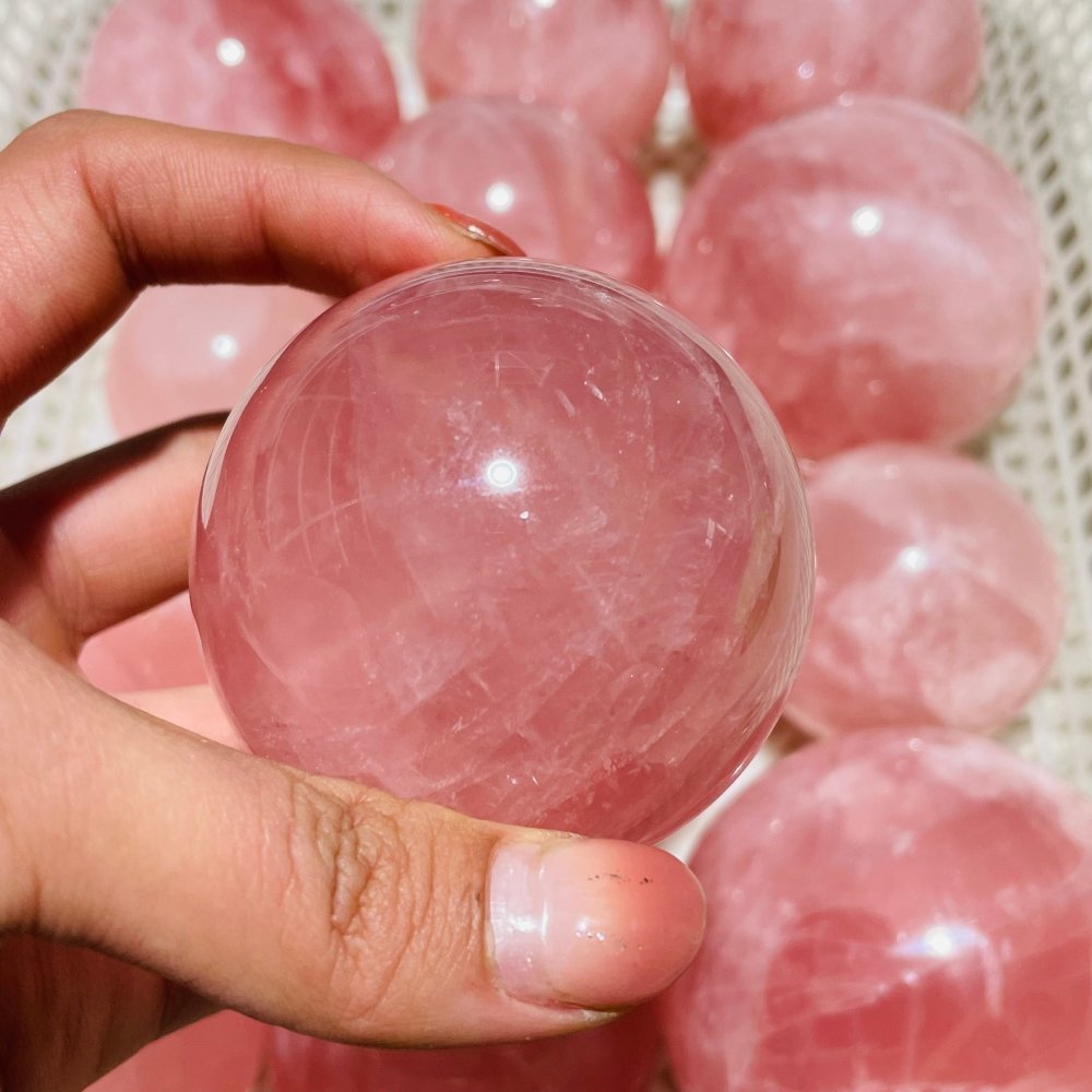 13 Pieces Madagascar Deep Pink Star Rose Quartz Spheres -Wholesale Crystals