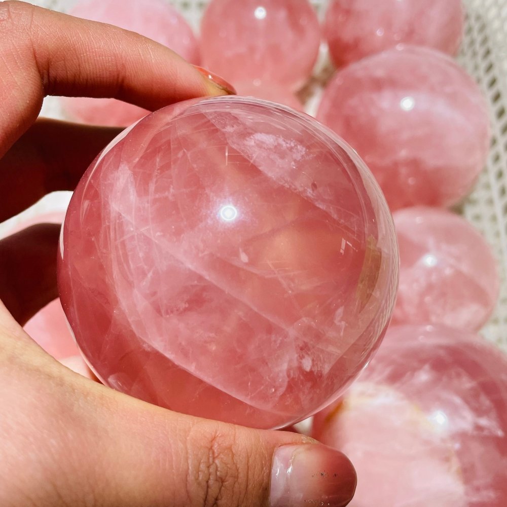 13 Pieces Madagascar Deep Pink Star Rose Quartz Spheres -Wholesale Crystals