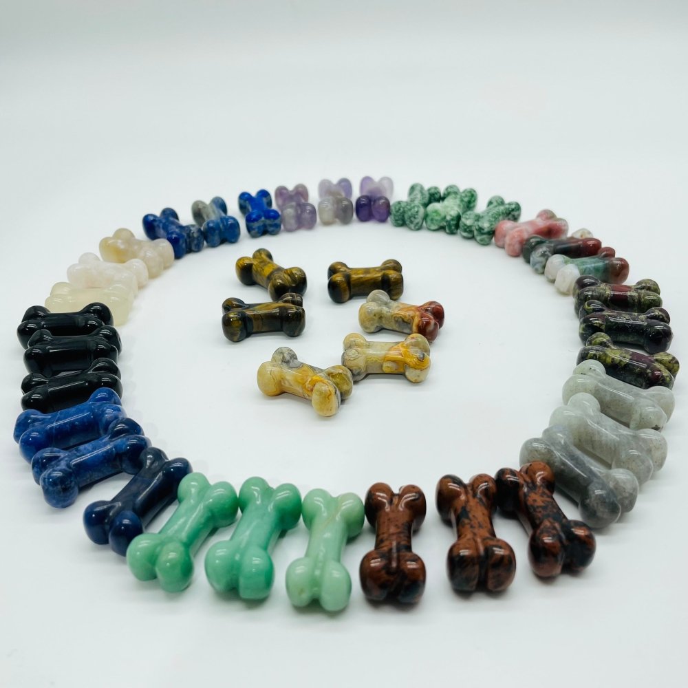 13 Types Mini Dog Bone Wholesale labradorite Lepidolite Ocean Jasper -Wholesale Crystals