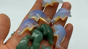 Mini Dolphin Green Aventurine&Opalite Carving Animals Wholesale -Wholesale Crystals