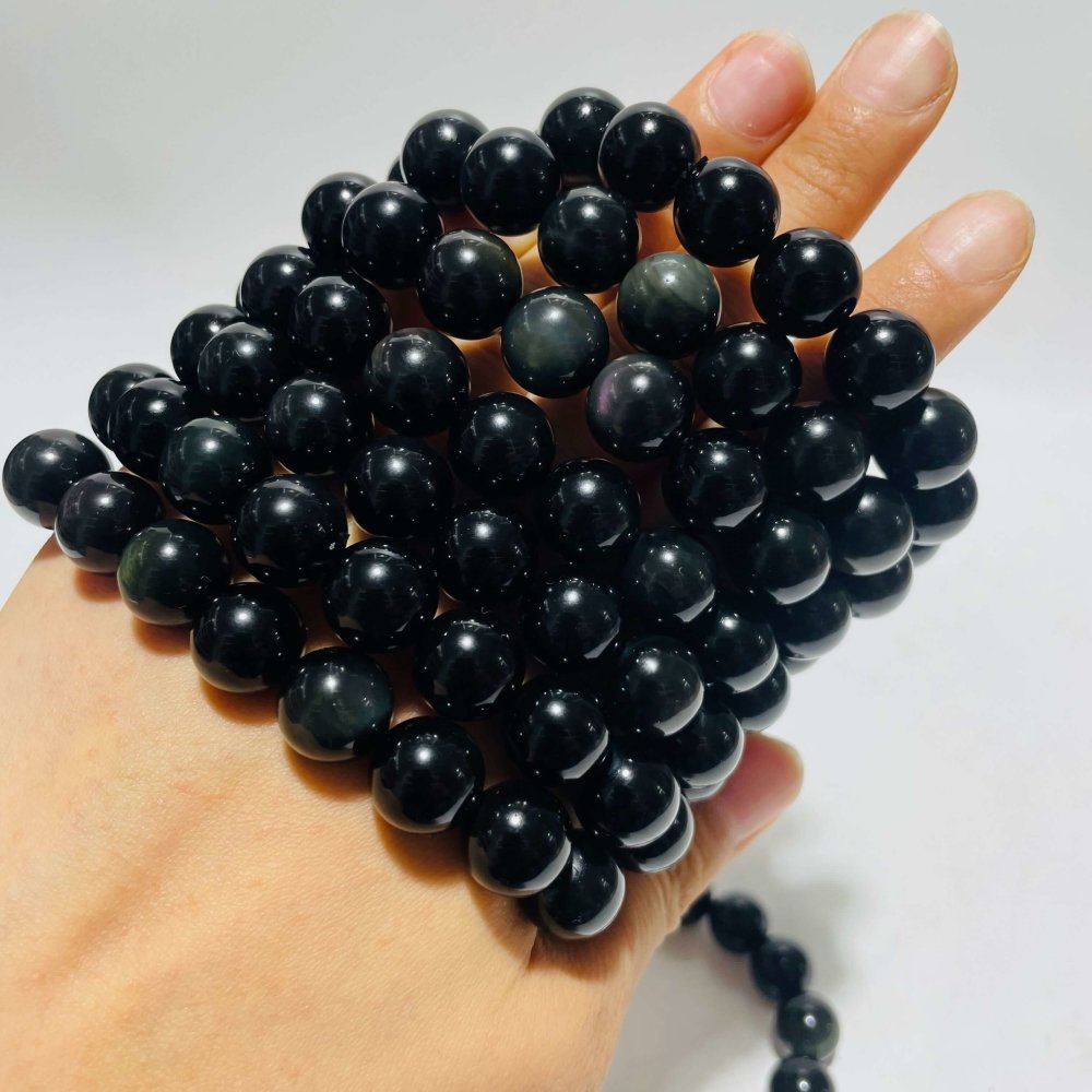 0.47in(12mm) High Quality Rainbow Cat Eye Obsidian Bracelet Wholesale -Wholesale Crystals
